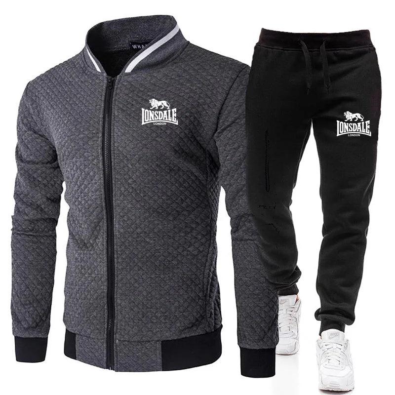 LONSDALE printemps et automne hommes mode rue col montant ensemble veste, extérieur décontracté poche fermeture éclair hommes ensemble de Baseball
