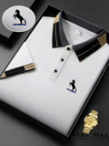Polo de luxe pour homme à manches courtes avec broderie cheval, style milanais, t-shirt décontracté d'été, vêtements de marque pour homme d'affaires