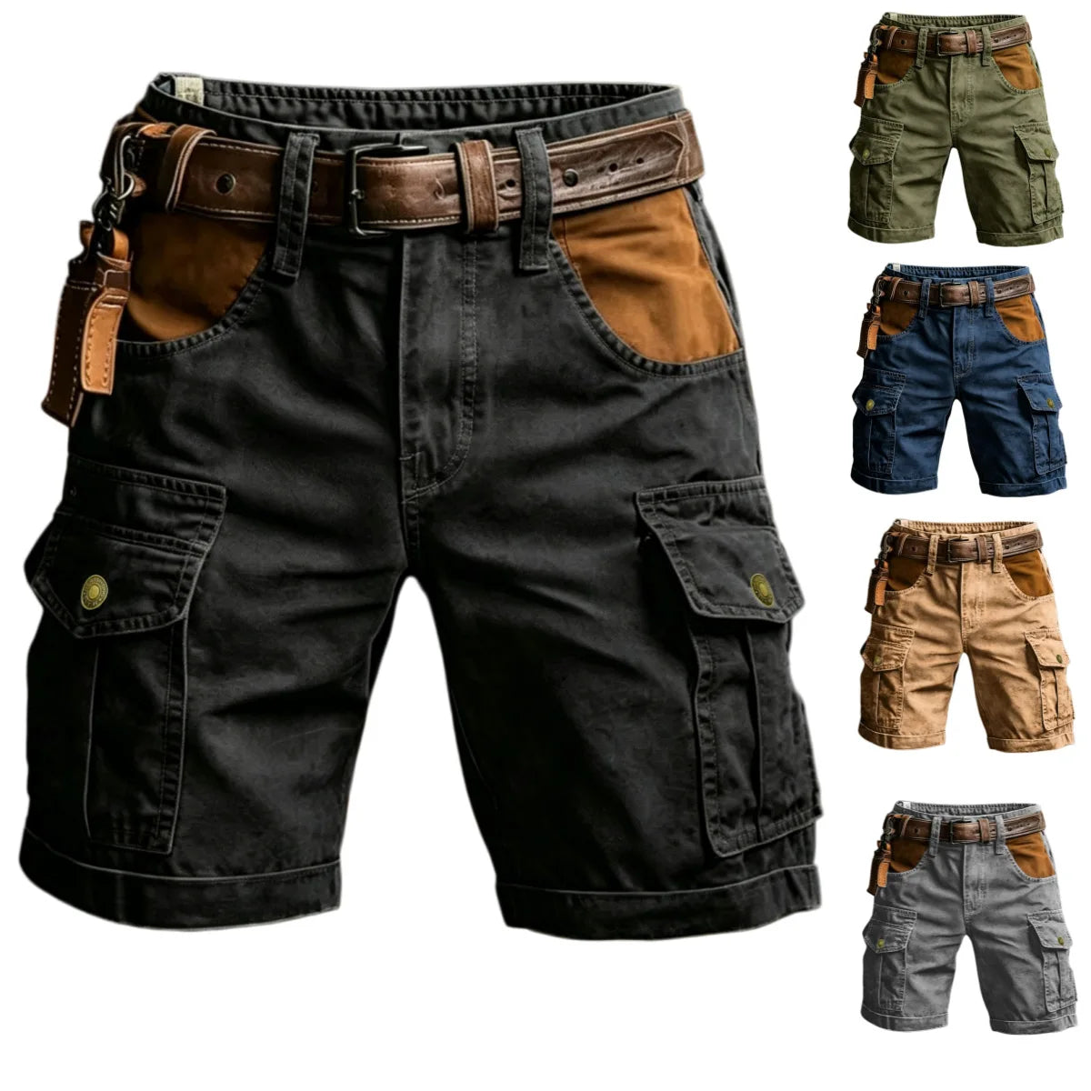 Nouveauté 2026 Shorts cargo pour homme, style sport décontracté, bermuda, grande taille, en coton, coupe droite, pour le golf, la course et la gym