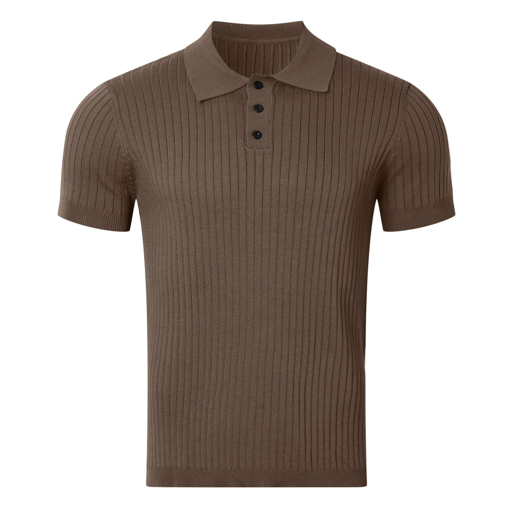 Vêtements d'été pour hommes rétro tricot revers rayé Polo couleur unie à manches courtes mode léger luxe populaire tricots M-3XL