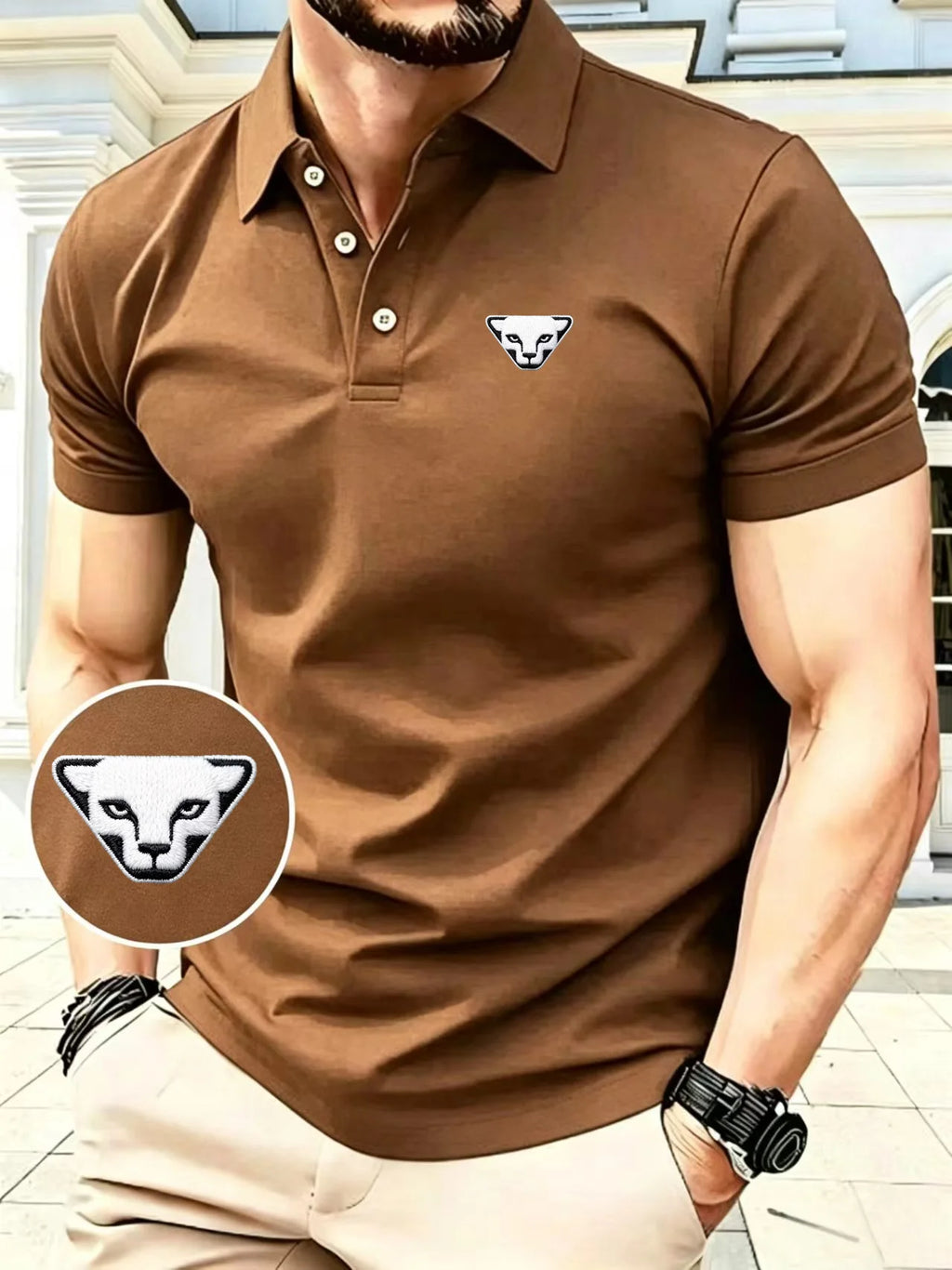 Polo brodé pour homme, collection été 2026, haut de gamme, confortable, à manches courtes, idéal pour le golf