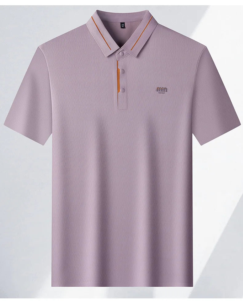 Luxe marque glace soie manches courtes polo shirt homme été mode lettre en Gaufrage confort respirant loisir haut de gamme T-shirt
