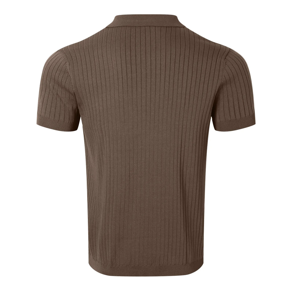 Vêtements d'été pour hommes rétro tricot revers rayé Polo couleur unie à manches courtes mode léger luxe populaire tricots M-3XL