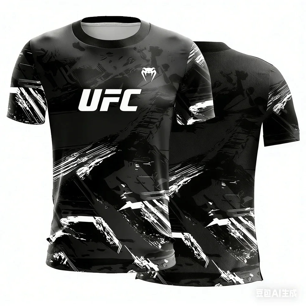 T-shirt graphique graffiti jaune et noir pour homme, séchage rapide, respirant, manches courtes, idéal pour le sport, la gym, l'entraînement MMA, l'été