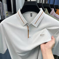 Luxe marque glace soie manches courtes polo shirt homme été mode lettre en Gaufrage confort respirant loisir haut de gamme T-shirt