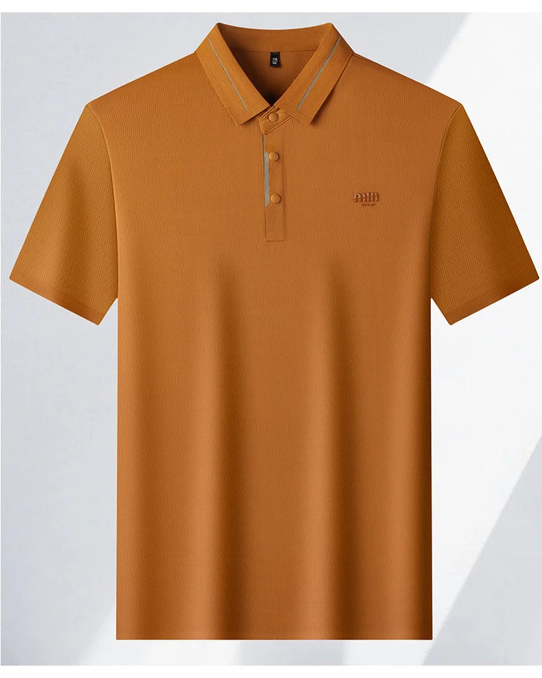 Luxe marque glace soie manches courtes polo shirt homme été mode lettre en Gaufrage confort respirant loisir haut de gamme T-shirt