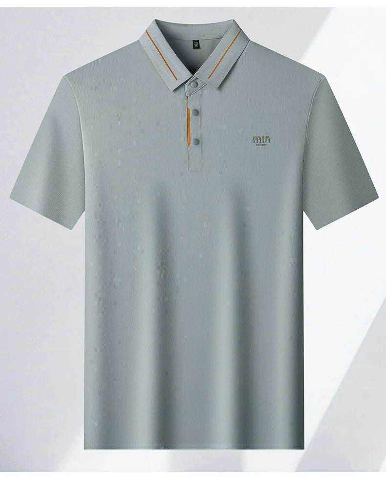Luxe marque glace soie manches courtes polo shirt homme été mode lettre en Gaufrage confort respirant loisir haut de gamme T-shirt