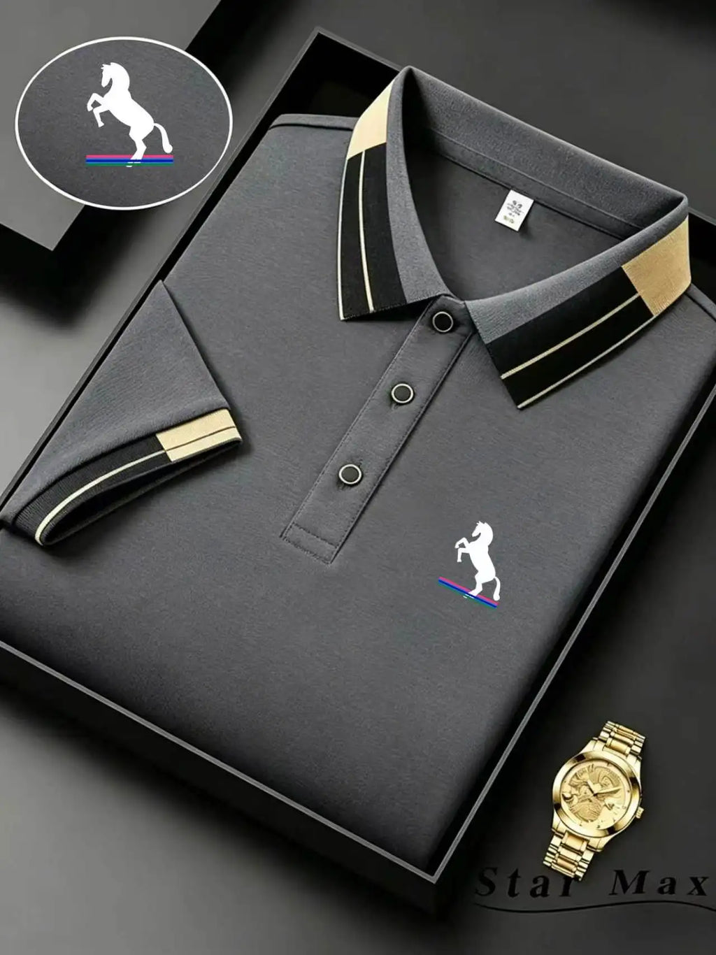 Polo de luxe pour homme à manches courtes avec broderie cheval, style milanais, t-shirt décontracté d'été, vêtements de marque pour homme d'affaires
