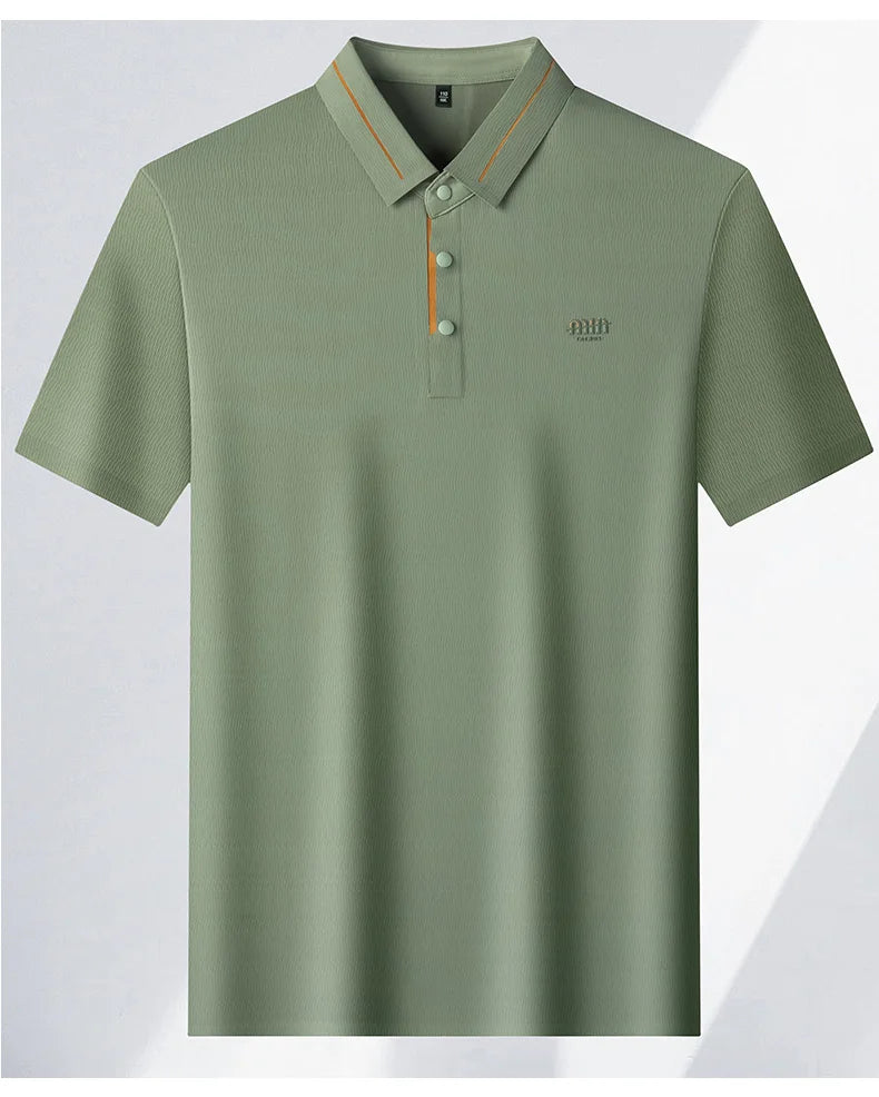 Luxe marque glace soie manches courtes polo shirt homme été mode lettre en Gaufrage confort respirant loisir haut de gamme T-shirt