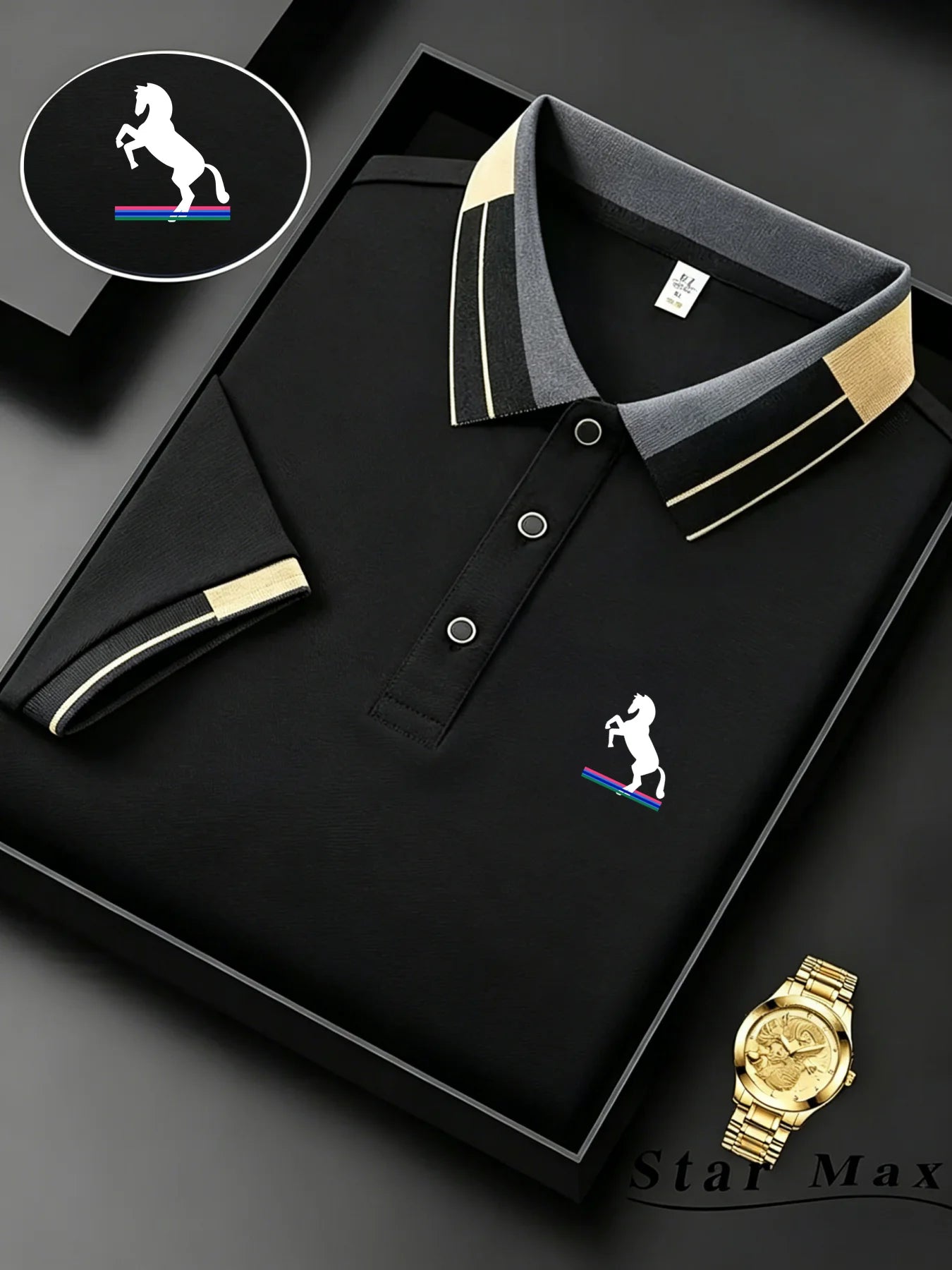Polo de luxe pour homme à manches courtes avec broderie cheval, style milanais, t-shirt décontracté d'été, vêtements de marque pour homme d'affaires