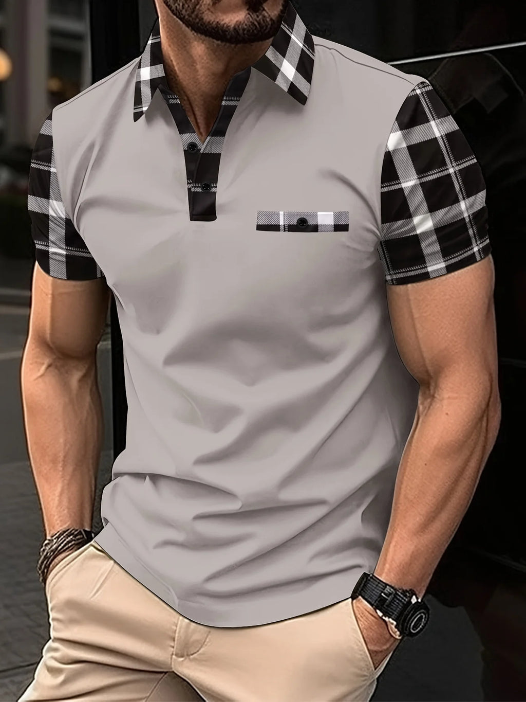 La nouvelle chemise POLO à manches courtes pour hommes d'été 2025 présente une impression de motifs rayés 3D décontractés à la mode et respirants