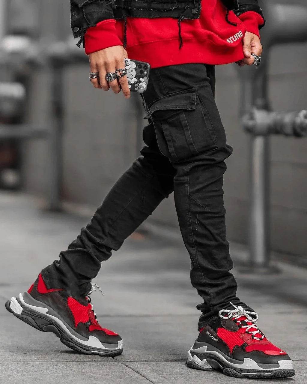Jeans Cargo Homme 2026 – Pantalon en Denim Uni Multi-Poches Taille Moyenne – Grande Taille – Tendance Décontractée pour Usage Quotidien