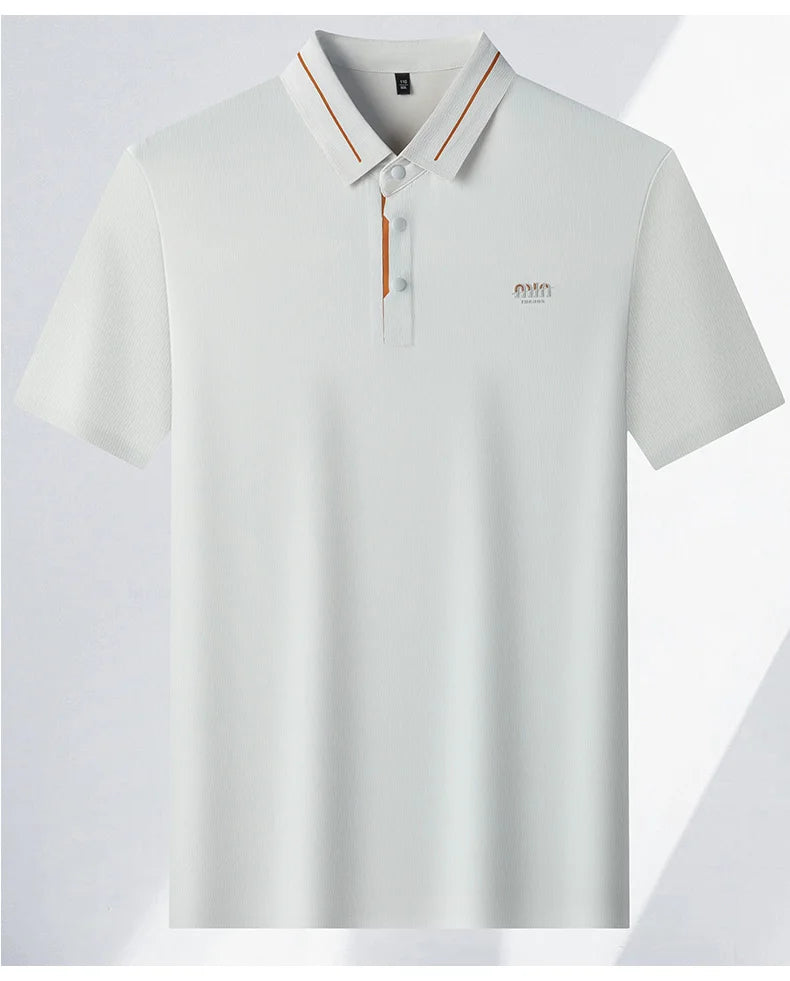 Luxe marque glace soie manches courtes polo shirt homme été mode lettre en Gaufrage confort respirant loisir haut de gamme T-shirt