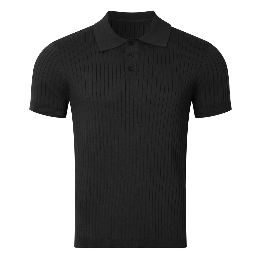 Vêtements d'été pour hommes rétro tricot revers rayé Polo couleur unie à manches courtes mode léger luxe populaire tricots M-3XL