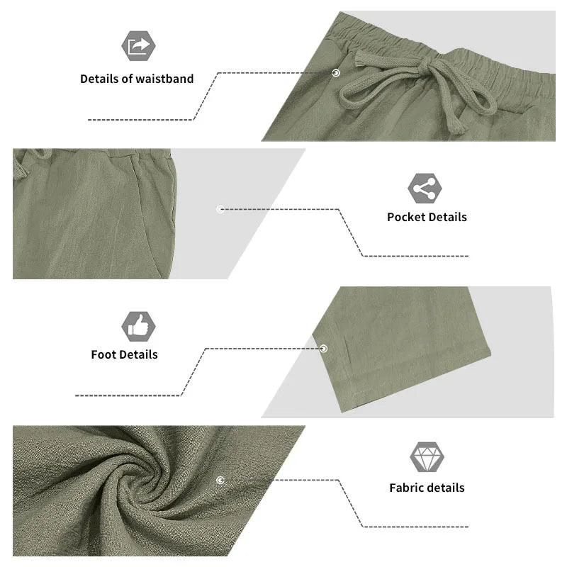 Costume décontracté en lin pour hommes, chemise Henley ample à capuche, pantalon à manches longues, automne transfrontalier